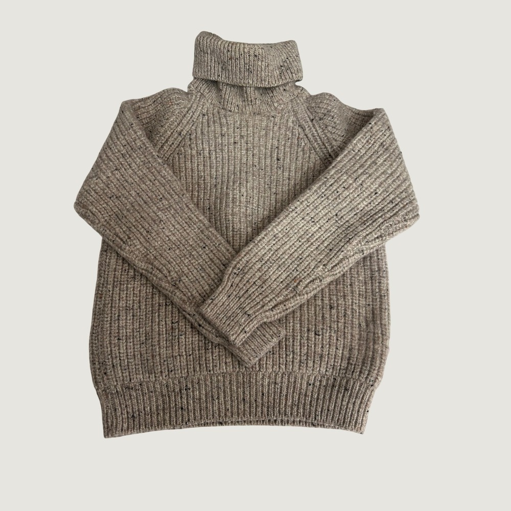 Aran Sweater Market Turtleneck Sweater Womens S Beige Merino Wool Donegal Ribbed